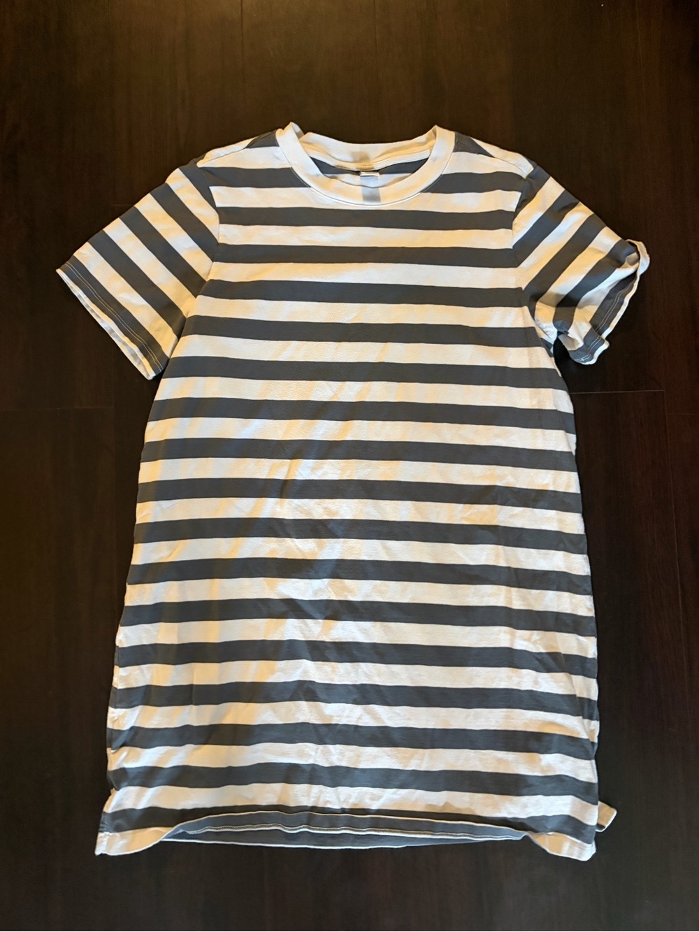 Old Navy Gray and White Striped Tee Dress